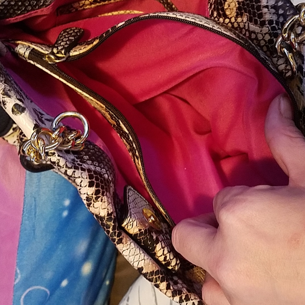 Nicole Miller Snake Pattern Tote Bag - Picture 4 of 9